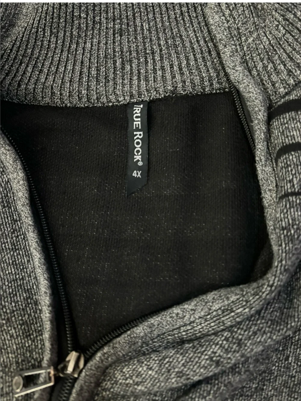 Mens True Rock Grey Black Striped Full Zip Sweater, Size 4x